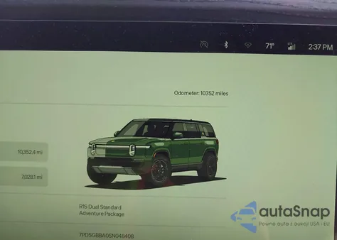 2025 Rivian R1S Adventure Dual Motor Large Pack/Adventure Dual Motor Max Pack z USA, uszkodzony, nr VIN 7PDSGBBA0SN048408